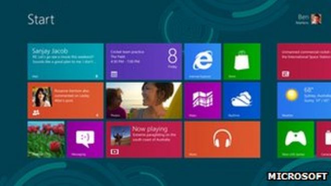 Начальный экран Microsoft Windows 8