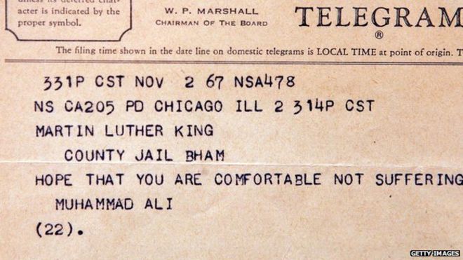 Телеграмма Мартину Лютеру Кингу от Мухаммеда Али