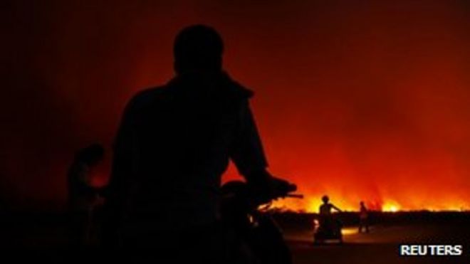 Пожар в провинции Риау, Индонезия, 22 июня