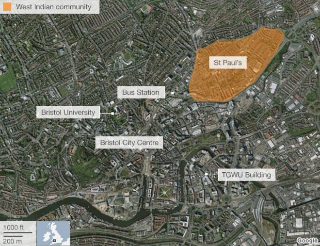 Карта ключевых точек в Бристоле