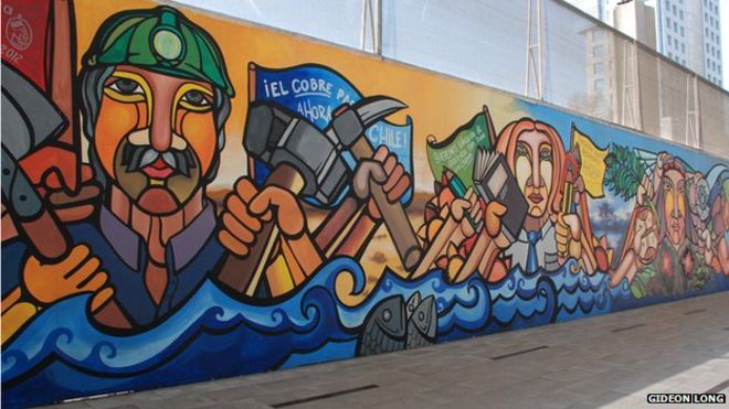 Вид на фреску БРП на GAM в Сантьяго