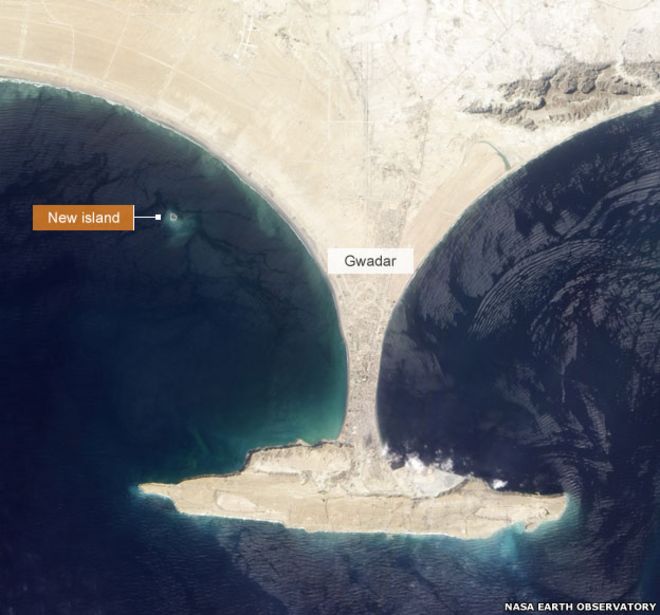 Новый остров, увиденный из космоса 26 сентября 2013 года