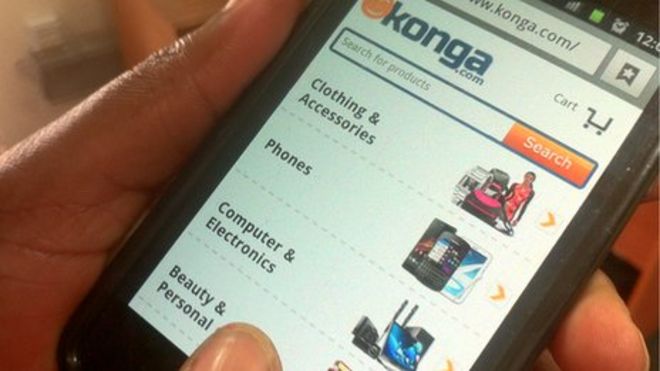 Просмотр интернет-магазина Konga на мобильном телефоне