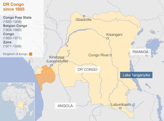 Карта Конго с изображением Королевства Конго