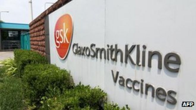 Вывеска GlaxoSmithKline вне их объектов в Шанхае