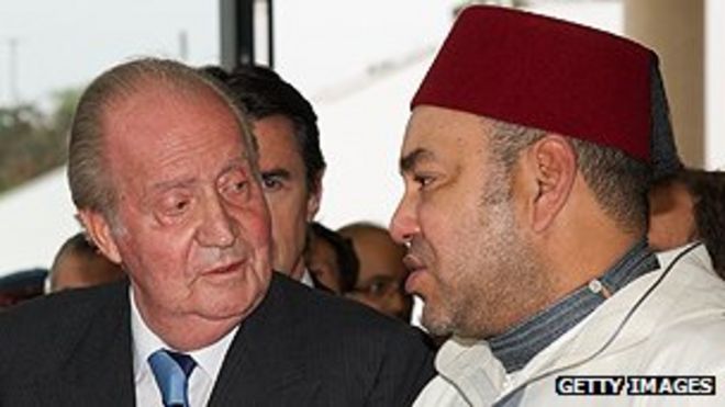 Король Испании Хуан Карлос встречает марокканского короля Мухаммеда VI