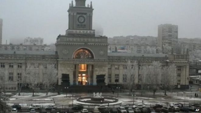 Снимок экрана с момента взрыва, произошедшего на станции Волгоград-1, Россия, 29 декабря 2013 г.