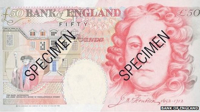 Старая банкнота £ 50 с изображением сэра Джона Хублона