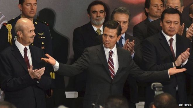 Президент Энрике Пена Ньето представляет свою инициативу по Мичоакану. 4 февраля 2014