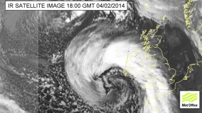 Met Office спутниковое изображение шторма, формирующегося от Великобритании