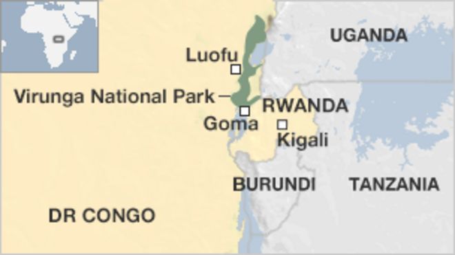Карта с указанием национального парка Вирунга