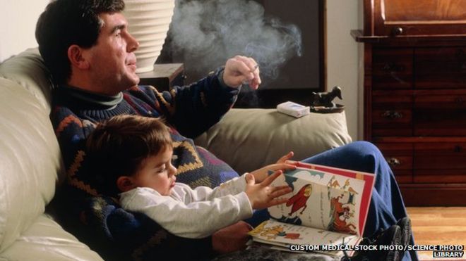 father smokes with child, ile ilgili görsel sonucu