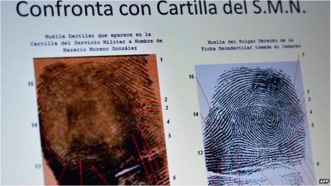 Полицейское изображение отпечатков пальцев Назарио Морено
