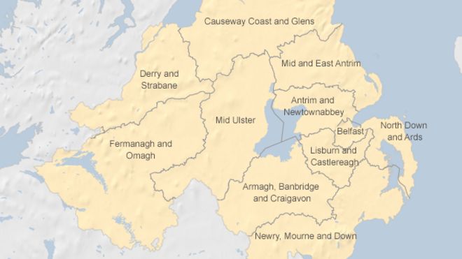 Новая карта границ суперсовета Северной Ирландии