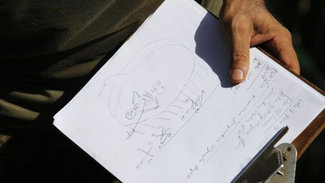 Судмедэксперт рисует положение человеческого тела во время эксгумации в скрытой братской могиле, обнаруженной в Лурде