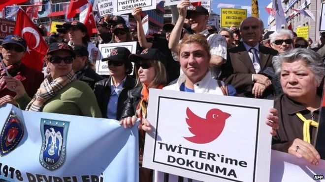 Протестующие в Анкаре митингуют против запрета в Твиттере. Фото: март 2014 года