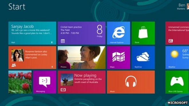 Заставка Windows 8