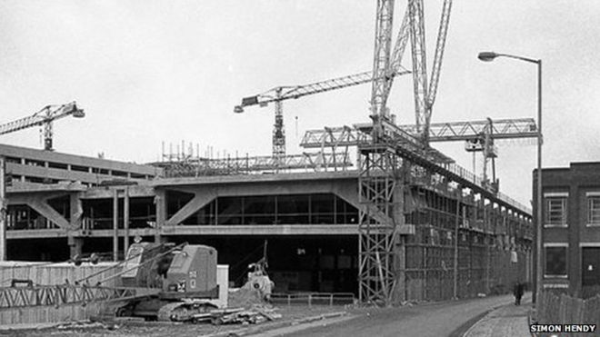 Строительство автовокзала Нортгемптона Грейфриарс 1975