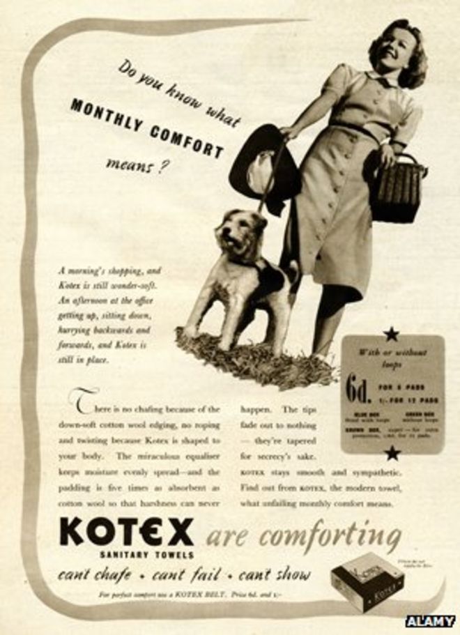 Объявление о Kotex 1930-х годов