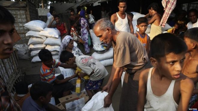 Image result for Displaced Rohingya Muslims receive food, medical aid