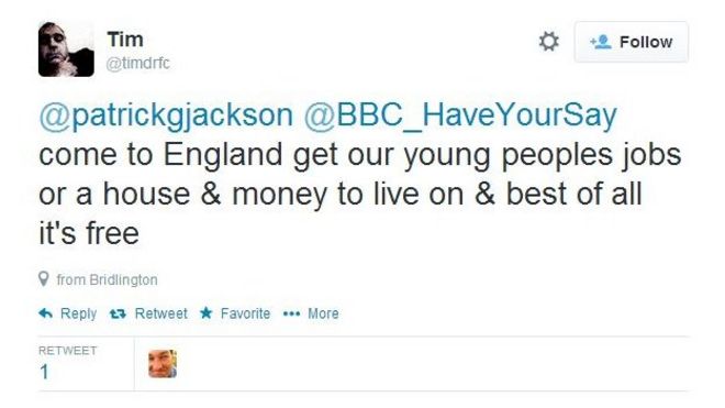 @patrickgjackson @BBC_HaveYourSay приезжайте в Англию, чтобы устроиться на работу для молодых людей или в дом и на работу. деньги, чтобы жить на & лучше всего это бесплатно
