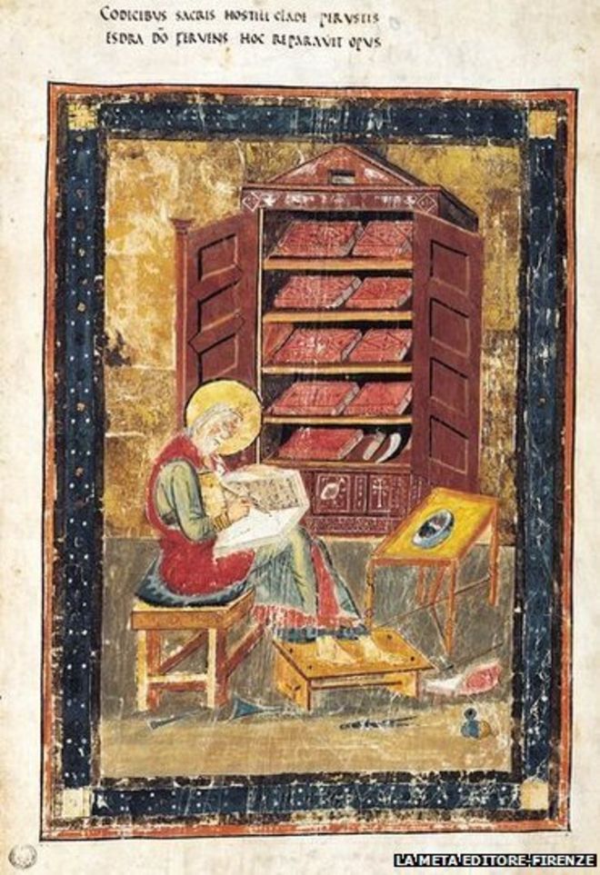 На этой табличке из Кодекса Амиатина изображен Эзра, древний писец и священник