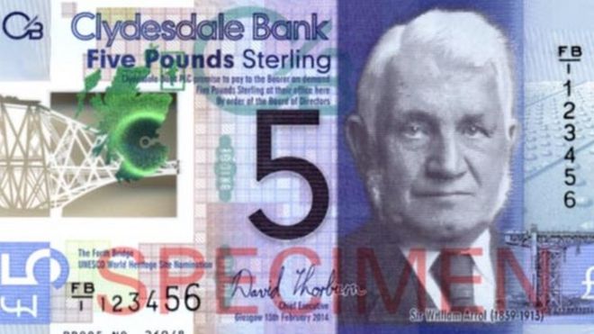 Новый банк Клайдсдейл, банкнота 5 фунтов стерлингов