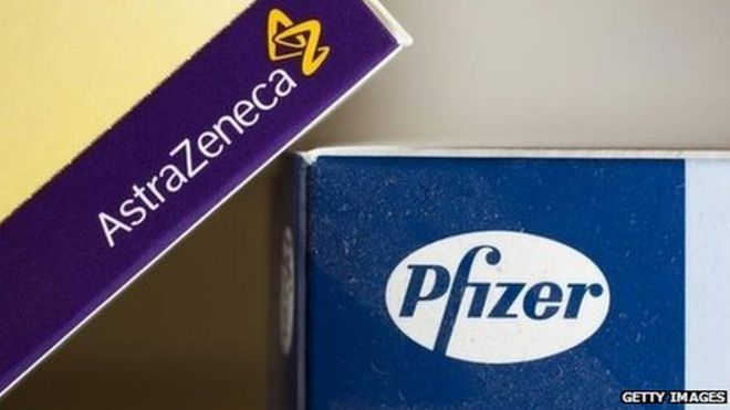Логотипы AstraZeneca и Pfizer