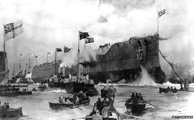 17 февраля 1906 года. HMS «Дредноут» на старте Короля в Портсмуте.