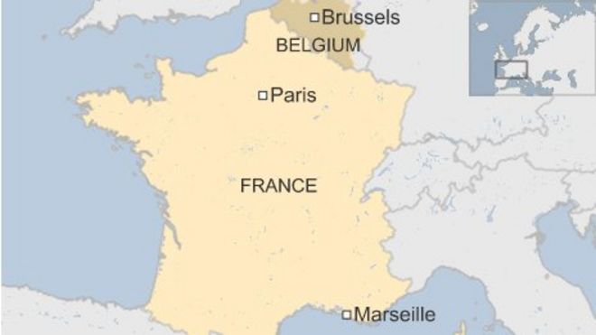 Карта Марселя и Брюсселя