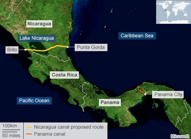 Карта Никарагуа и Панамы