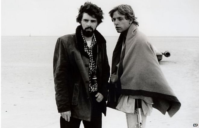 Джордж Лукас и Марк Хэмилл на съемках "Звездных войн"
