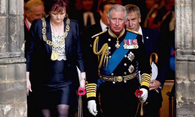 Принц Чарльз также присутствовал на церемонии поминовения в Глазго.