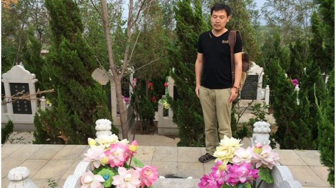 Изображение Ван Цзяннаня на могиле его отца