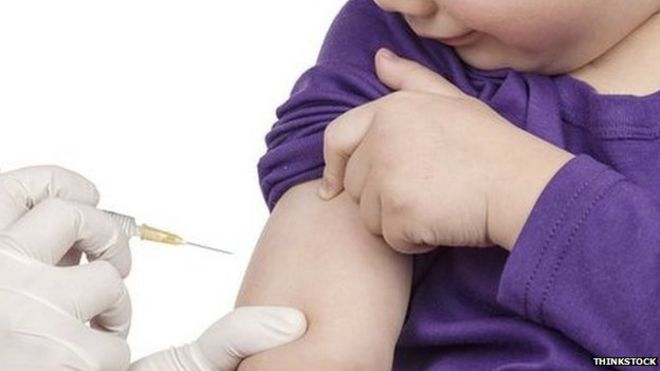 Изображение ребенка, получающего прививку