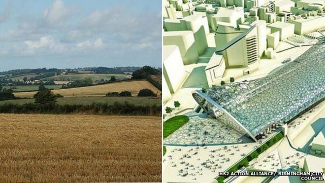 Нортгемптонширская кукурузное поле и планы станции Бирмингема HS2