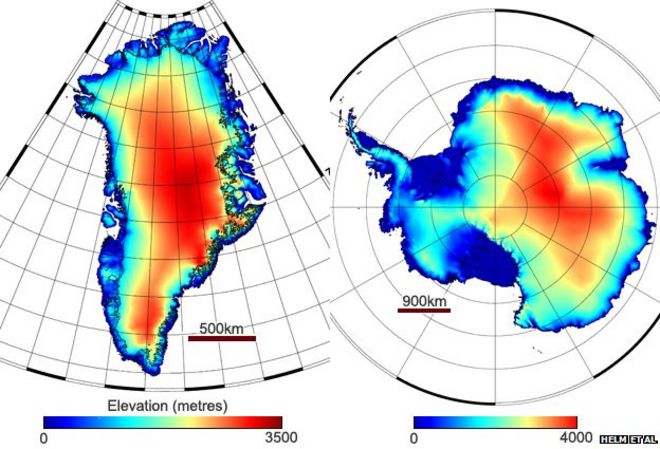 Цифровые модели рельефа для Гренландии и Антарктиды