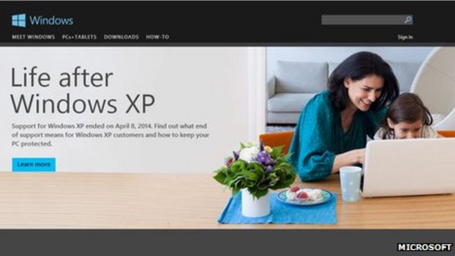 Снимок экрана веб-страницы Windows XP