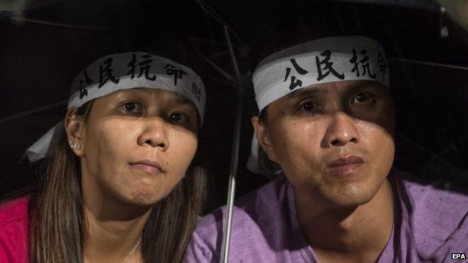 Занимают центральные митингующие в Гонконге. Фото: 31 августа 2014 г.