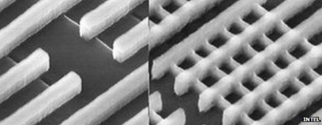 Планарные и трехстворчатые чипы под микроскопом