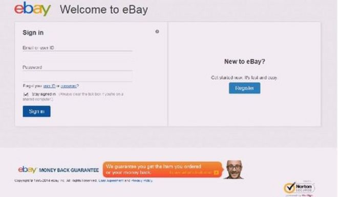 Поддельный сайт eBay