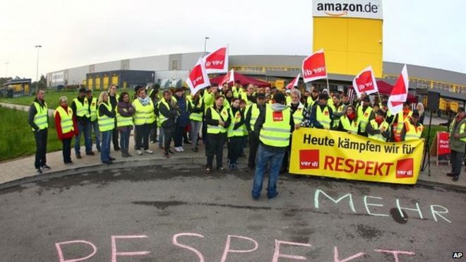 Рабочие Амазонки бастуют в Германии