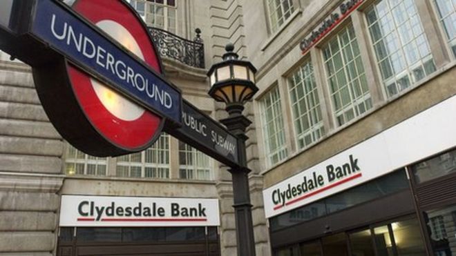 Отделение банка Clydesdale Bank в Лондоне