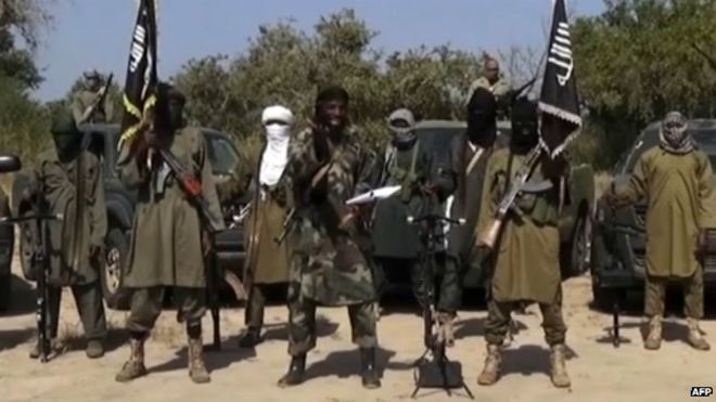 Снимок экрана с видео, выпущенным «Боко харам», на котором его лидер Абубакар Шекау произносит речь - 31 октября 2014 года