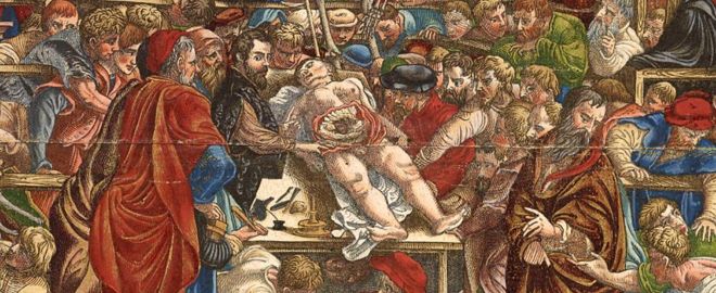 С обложки медицинской книги Андреаса Везалия "Эпитом - 16 век"
