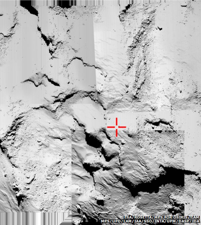 Поверхность кометы, видимая с орбитального аппарата