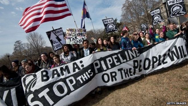 студенты протестуют против предполагаемого митинга трубопровода Keystone XL в парке Лафайет напротив Белого дома в Вашингтоне, округ Колумбия, 2 марта 2014 г.