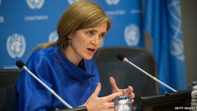 Посол США в ООН Саманта Пауэр прибыла в Нью-Йорк 3 сентября 2014 г.