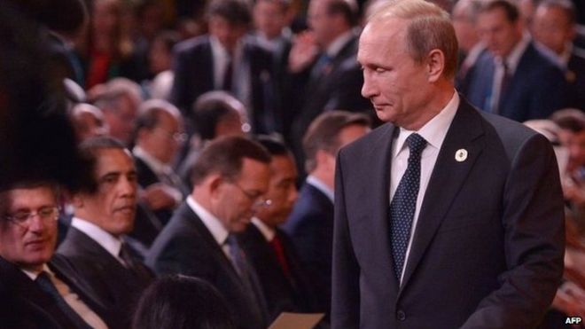 Президент России Владимир Путин и другие лидеры на саммите G20 в Брисбене, Австралия, 15 ноября 2014 года