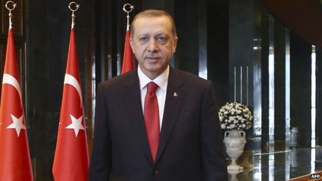 Президент Турции Реджеп Тайип Эрдоган в президентском дворце в Анкаре, Турция, 29 октября 2014 года